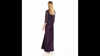 Alex Evenings Women's Long Mock Jacket Dress with Satin Skirt