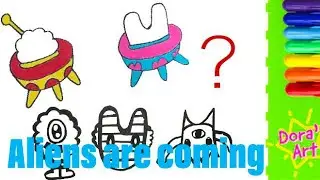 Glitter space ship drawing coloring/easy for kids/ learn new vocabulary words /Dora&rsquo;s Art🌟