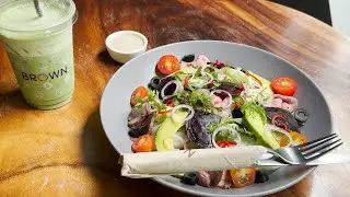 Healthy Vegetable Lunch with Matcha Drink
