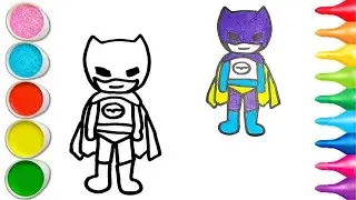 How To Draw cute Batman Drawing, Painting & Coloring For Kids and Toddlers_ Child Art 🐋🌈🎨