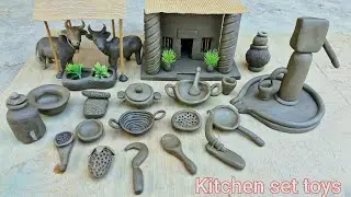 Как сделать своими руками миниатюрный кухонный гарнитур из полимерной глины, ручной водяной насос...