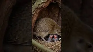A dramatic wildlife scene inside a tree hollow, #newshorts #nature #snake