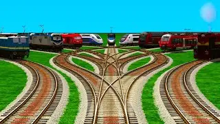 9 Train Crossing Branched Railroad Tracks At  Diamond Railroad Crossing Forked Track #train crossing