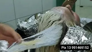 Retoque de mechas com ox 10 volumes em um cabelo de 80 cent&iacute;metros de comprimento!