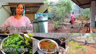 खुप वाईट वाटत आहे 😕 काम अर्धवट राहिले 💧 पालक डाळ झटपट 🍱#priyapawar #familyvlog 