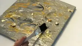 DIY Champagne Gold, Silver and Gold Leaf Glitter Abstract Wall Art #acrylicswipe