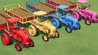 Work with Colors - MANURE WORK with Mini Porsche Tractors on Playground  - Farming Simulator 22