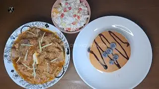 Sunday, my cooking routine / mutton karahi/ pancakes/ creamy fruit chaat/
