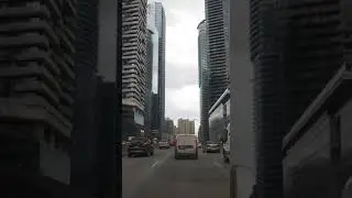 Slow traffic on gardener expressway due to rush hour, in downtown Toronto. at  the actual time.
