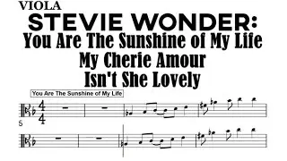MEDLEY Stevie Wonder Viola Sheet Music Backing Track Play Along Partitura