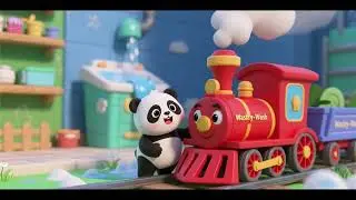 Washy-Wash the Little Red Engine with Baby Panda 🚂🐼🫧 | Kids Song & Nursery Rhyme | Fun Wash Song