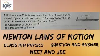 A block of mass 50 kg is kept on another block of mass  1 kg as shown in fig . A horizontal force of