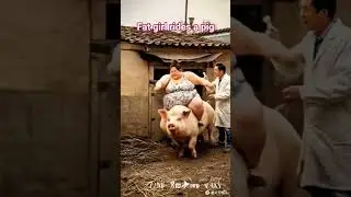 Fat girl riding a pig