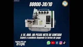 ✨ Overlock de 5 hilos con motor servo integrado,. 110v / B8800-38/10 ✨