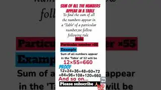 #sum of numbers in a Table #Addition#shorttrick #maths#trending#Maths by Jay Prakash