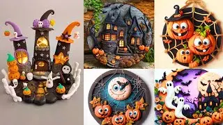 Air dry clay halloween 👻| clay crafts for beginners | halloween air dry clay ideas | DIY Clay craft