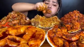 SPICY PARWAN CURRY 🔥, MUTTON CURRY 🔥, MUTTON FAT CURRY, BASMATI BIRIYANI EATING SHOW #asmr