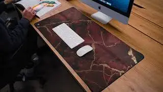 Red & Gold Luxury Marble Desk Mat, Custom XXL Gaming Mouse Pad