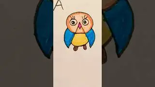 How to draw OWL from letter A #drawing#education #artclass #numberdrawing #owldrawing #birddrawing
