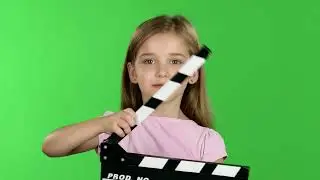 Baby Holds in Hands Clapperboard  Green Screen Video Effect | No Copyright Stock Video