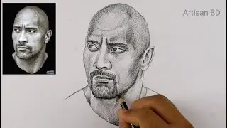 The Rock Realistic Portrait Drawing | How to draw Dwayne The Rock Johnson step by step