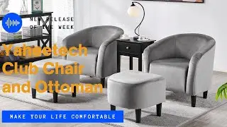 Yaheetech Fabric Club Chair w/ Ottoman #barrelchair #ottoman