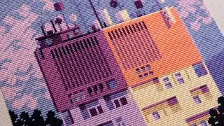 vezemo - Sunset Building - Needlepoint Embroidery (Free Pattern)