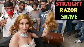 Straight razor headshave | Indian Bald couple Vlog | Head shave girl by Feedfit | Female 2021