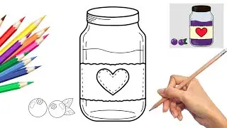 draw blueberry jam - drawing cute jam jar - draw jam jar step by step - vẽ hũ đựng mứt