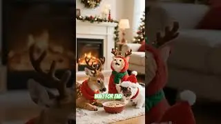 A lost baby reindeer found by cats🦌 christmas miracle that warms the heart🌲#shortsfeed #aivideo