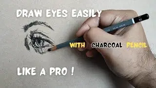 Draw realistic eyes from different angles | Charcoal pencil drawing