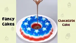 American Flag Jelly Decorating Idea #shorts#yumupcakes