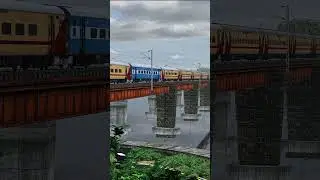 Train Crossing Bridge Moment 🎥 | Pure Indian Railways Vibes #indianrailways #railworks #kerala V2