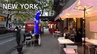 New York - Expensive storefronts on Madison Avenue in the evening - NYC 4K 60fps 