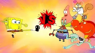 Reef Rumble Tournament - Spongebob vs Larry Squidward Mr Krabs Sandy and Patrick