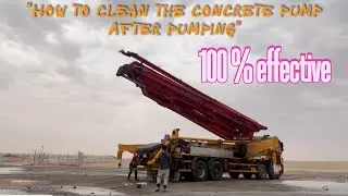 Leftover concrete discharged/cleaning of concrete pump 56 meter