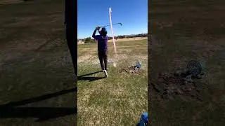 A student hitting a controlled cut with a 6 iron being mindful of path #pga #fyp #golfswing #golf