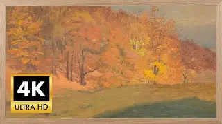 Golden Hillside | Vintage Autumn Landscape Painting with Autumn Jazz [4K Framed Art Video]