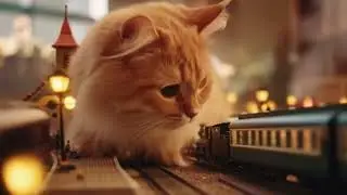 Cat in a Miniature Train World | Ultra Realistic Tiny Station Cinematic