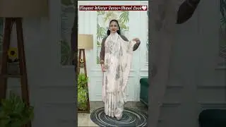 Elegant Winter Saree+Shawl Look🤍 #indianfashion #wintersareestyling #trendingshorts #winterfashion