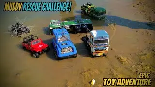 TATA TRUCK STUCK IN MUDDY WATER PULLING OUT THAR & BIG TRUCK | CARTOON CARTOON |AJS TOY |