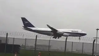G-BYGC BOAC livery Boeing 747 lands at LHR for the first ever time (18/02/19)