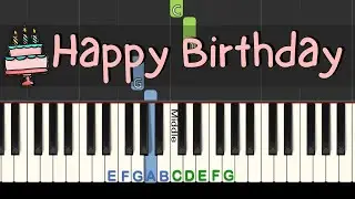 Happy Birthday easy piano tutorial with letters