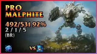 PRO Malphite Replay  Played 492 92% games [TwitchTV Pura4] | KDA 2 / 1 / 5 TOP GrandMaster (BR)