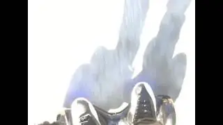 Ugly god catches a lizard on a hover board