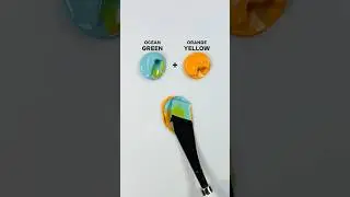 Nice Color Recipe with Ocean Green & Orange Yellow!🔥 #art #artvideo #colors #paintmixing #satisfying