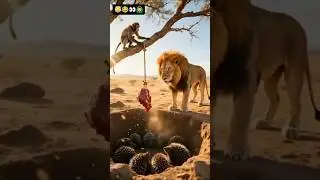 Monkey Outsmart the Lion 😅😂🙆&zwj;♂️ #viral #trending #funny #funnyvideo #monkey