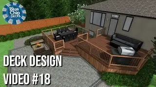 3D Deck Design #18 - Two Tier Deck With Wood Trim And Composite Decking