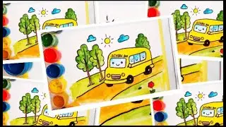 Easy School Bus Drawing in Nature | Schulbus einfach im Grünen zeichnen