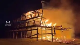 Crews on scene of fire that tore through beach club cabana in Queens